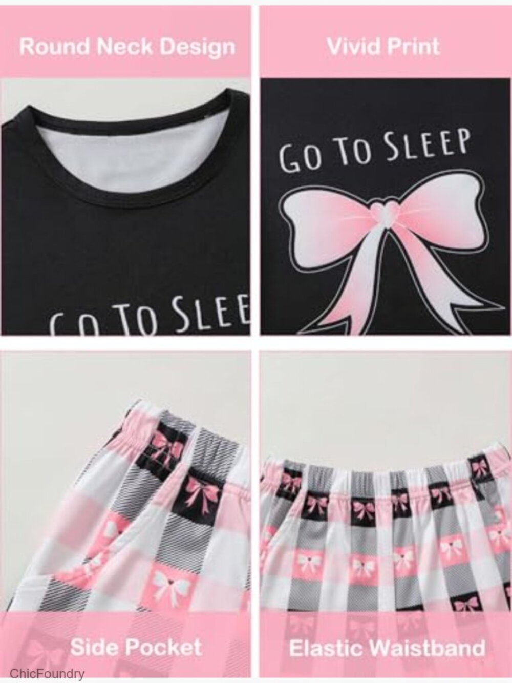 Girls Pajama Set Short Sleeve Top Long Pants Shorts 3-Piece Sleepwear with - Picture 6 of 7